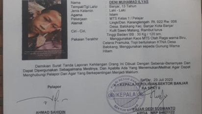 Pergi Main Naik Sepeda, Pelajar Asal Banjar Jabar Dikabarkan Hilang