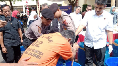 Polda Jambi Musnahkan Barang Bukti Narkotika Senilai Rp347 Miliar