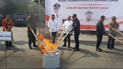 6,16 Juta Batang Rokok Ilegal Senilai 7 Miliar Rupiah Dimusnahkan Bea Cukai Kudus