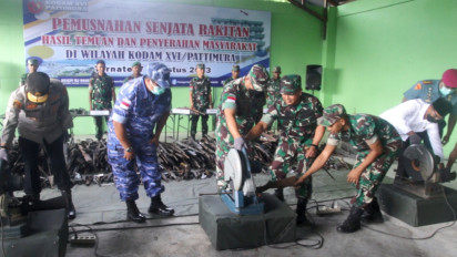 Ratusan Pucuk Senjata Rakitan Bekas Konflik 99 Dismusnahkan Korem 152/ Baabullah Ternate