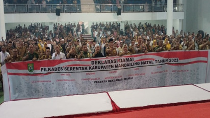Mulai Musim Pilkades, Ribuan Calon Kades bersama Pemerintah Madina Deklarasikan Pilkades Damai