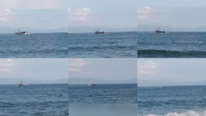 Foto Detik Detik Tenggelamnya Kapal Layar Motor (KLM) Fajar Pratama Terekam Kamera Warga