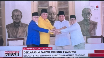 BREAKING NEWS: Empat Partai Besar Resmi Dukung Prabowo Subianto Jadi Calon Presiden 2024