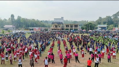 Heboh Sambut HUT RI Ke 78 Ribuan Warga Dari 14 Desa Gelar Senam Masal