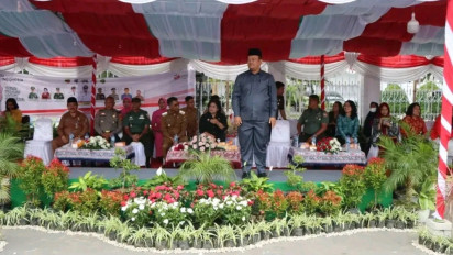 Polres Tanah Karo Hadiri Pawai Anak dalam Rangka Menyambut HUT RI ke 78