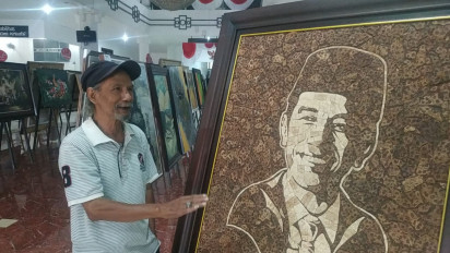 Lukisan Batok Kelapa Presiden Joko Widodo Dipamerkan di Gedung DPRD Kota Malang