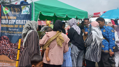 Unik! Rayakan HUT Kemerdekaan Republik Indonesia Ke-78 Warga Tapanuli Selatan dengan Minum Kopi 1000 Cup