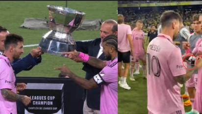 Terima Trofi Piala Liga, Messi Justru Lepas Ban Kapten dan Lakukan Ini