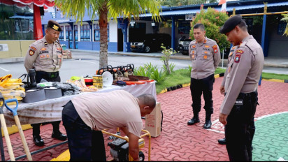 Pastikan Kesiap Siagaan dalam Mengadapi Bencana, Anggota dan Peralatan SAR di Cek Kapolres