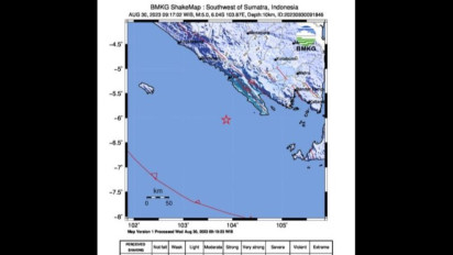 Gempa Magnitudo 5,0 Terjadi di Barat Daya Pesisir Barat Lampung