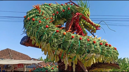 Demi Meriahkan HUT RI, Warga Dusun Ngemplak Rela Habiskan Rp7 Juta untuk Bikin Naga Raksasa dari Sayuran