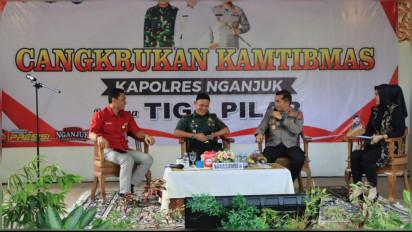 Perkuat Peran Tiga Pilar, Kapolres Nganjuk: Kamtibmas Hingga Tingkat Desa Wujudkan Pemilu Damai