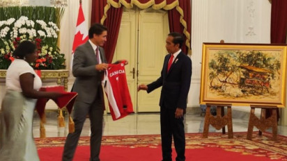 Momen Jokowi Terima Kunjungan PM Kanada Justin Trudeau di Istana Merdeka