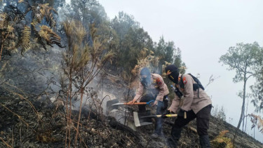 Polres Malang dan Tim Gabungan terus Berupaya Padamkan Karhutla di Lereng Gunung Arjuno