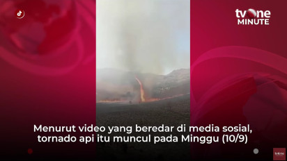 Detik-detik Tornado Api Muncul di Tengah Kebakaran Gunung Bromo, Membumbung Tinggi ke Udara