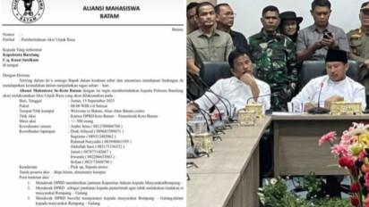 Geruduk Kantor DPRD Kota Batam, Aliansi Mahasiswa dengan Lantang Sampaikan 4 Tuntutan Soal Polemik Rempang