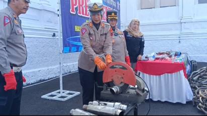 Operasi Zebra Candi 2023 Selesai, Polres Salatiga Musnahkan Ratusan Knalpot Brong