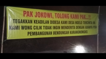 Spanduk Protes Warga Ngelo: "Pak Jokowi Tolong Kami", Groundbreaking Bendungan Karangnongko Batal Lagi