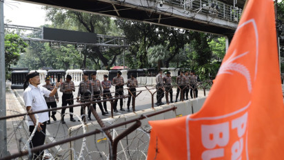 Demo Buruh di Patung Kuda, 6.520 Aparat Gabungan Dikerahkan Kawal Unjuk Rasa