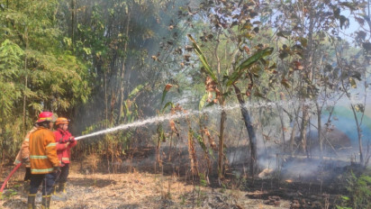 Diduga karena Puntung Rokok, Picu Kebakaran Lahan Kosong di Gejagan Nganjuk