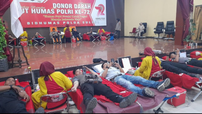 Polda Sulsel Laksanakan Bakti Kesehatan, Ratusan Orang Antusias Donorkan Darah