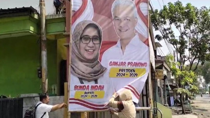 Puluhan Baliho Ketua DPC Gerindra Lumajang dan Ganjar Pranowo Terpasang di Lumajang, Bunda Indah: Bongkar dan Robohkan