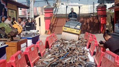 Polres Blora Musnahkan Ribuan Knalpot Brong Hasil Razia