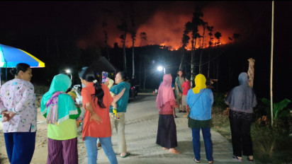 Warga Hargomulyo Panik Keluar Rumah Lihat Kebakaran Gunung Lawu yang Mendekati Perkebunan Teh