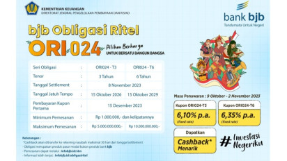 bank bjb Tawarkan ORI024, Semakin Menarik dengan Tenor hingga 6 Tahun