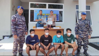 Lanal Babel Berhasil Menangkap Dua Unit Mobil Truk Bermuatan BBM Ilegal di Pelabuhan Tanjung Kalian Muntok 