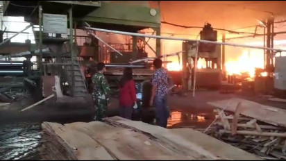 Pengusaha Pabrik Pengolahan Kayu yang Terbakar di Pasirian Alami Kerugian Hingga Rp1,5 Miliar