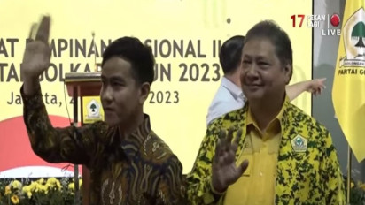 Detik-detik Gibran Tiba di Rapimnas Golkar, Disambut dengan Pelukan Dito Ariotedjo