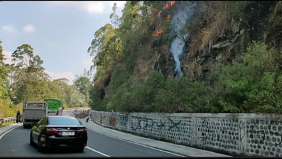 Waspada! Kebakaran Hutan Gunung Lawu Sudah Merambah ke Jalan Raya, Petugas Damkar Dikerahkan