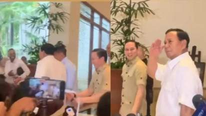 Momen Lucu Prabowo Jahili Wartawan, Hormat Layaknya Paskibra hingga Pura-pura Kabur dari Kerumunan