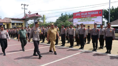 Ratusan Personel Polres Dairi Dibantu Brimob Polda Sumut, Besok Akan Gelar Pengamanan Pilkades Serentak se-Kabupaten Dairi