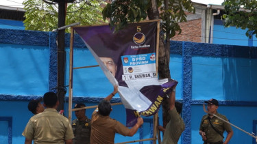 Ratusan Baliho Caleg di Kudus Mulai Ditertibkan Tim Gabungan