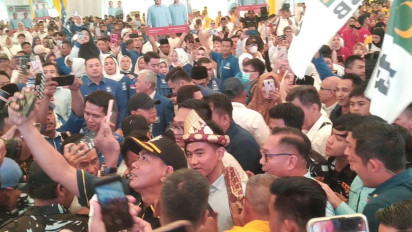 Antusias Ribuan Anggota Koalisi Indonesia Maju Sambut Bacawapres Gibran di JSC Palembang