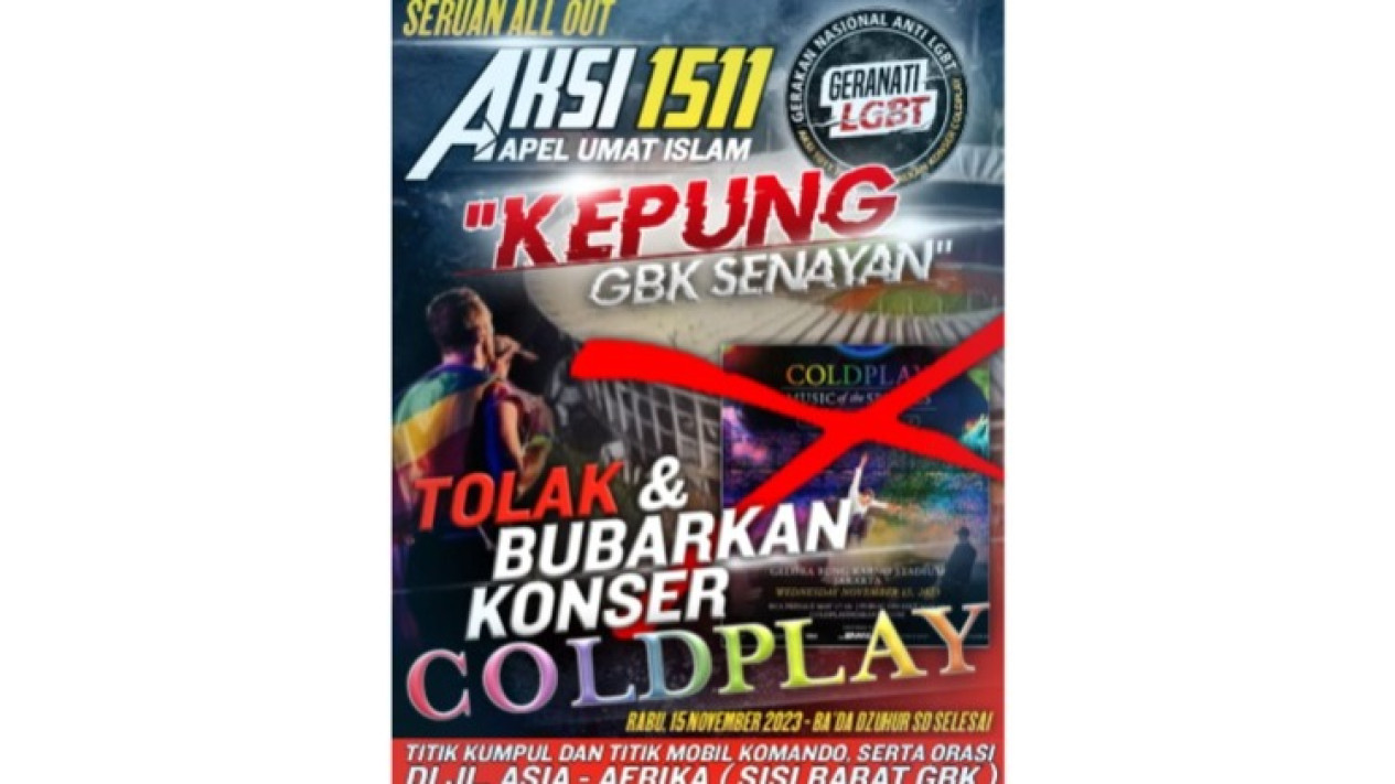 Ribuan Orang Rencananya akan Geruduk GBK Saat Konser Coldplay Berlangsung, Minta Sandiaga Uno dan Mahfud MD Taubat
            - galeri foto