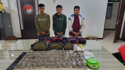 Ringkus 3 Pria, Satres Narkoba Polres Kutai Kartanegara Sita 3 Kilogram Ganja Kering