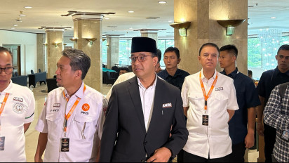 Hadir di Rakornas Gakkumdu, Anies Baswedan Disambut Ketua TKN Prabowo-Gibran