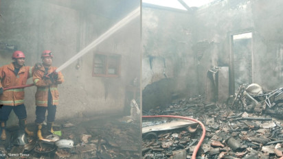 Tabung Gas 3 Kg Meledak, Rumah Warga di Nganjuk Ludes Terbakar, Sepeda Motor Hangus