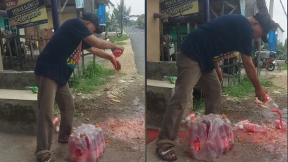 Viral Pedagang di Rembang Buang ke Jalan Produk Minuman yang Dianggap Pro Israel