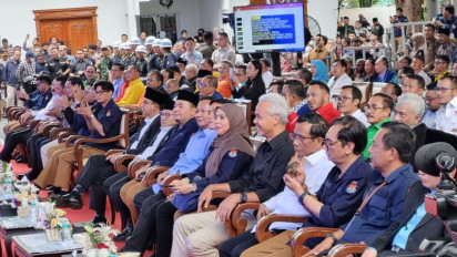 Ganjar-Mahfud, Megawati dan Para Ketum Parpol Hadiri Rakornas Pemenangan dengan Ribuan Organ Relawan