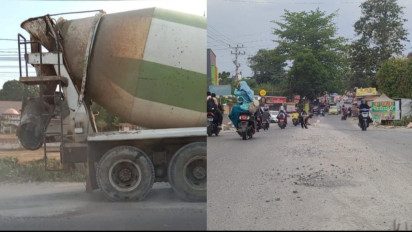 Kerap Menyebabkan Kecelakaan, Masyarakat Gowa Keluhkan Tumpahan Semen di Badan Jalan