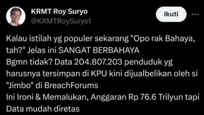 Polisi Dalami Kebocoran DPT KPU RI Usai Akun X Roy Suryo Singgung Angaran Pemilu Sebesar Rp76,6 Triliun 