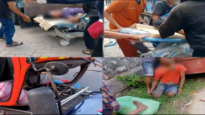 Truk Pengangkut Keluarga Rombongan Pengantin Terbalik, 2 Orang Meninggal 7 Luka-Luka