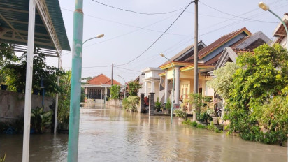 Kali Lamong Meluap, Pemukiman Warga di Gresik Selatan mulai Kebanjiran