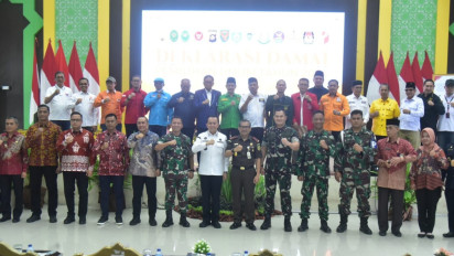 Pj Gubernur Sumsel Tandatangani Deklarasi Damai Pemilu Tahun 2024 di Sumsel