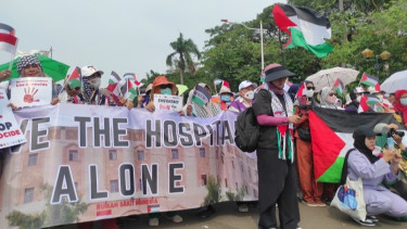 Desak Israel Stop Genosida di Palestina, Sejumlah Organisasi Profesi Medis Gelar Aksi di Kawasan Patung Kuda