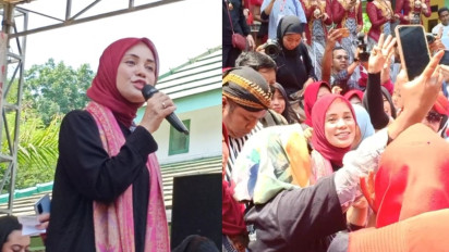 Kampanyekan Ganjar-Mahfud di Menganti Gresik, Siti Atiqoh Diteriaki Ibu Negara